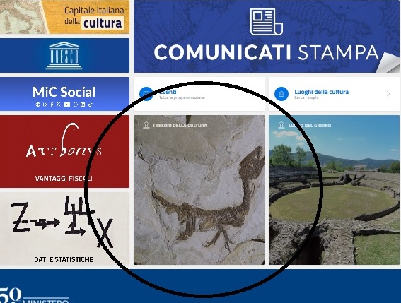 “Scipionyx Samniticus” nella rubrica “I Tesori della Cultura” del Ministero della Cultura