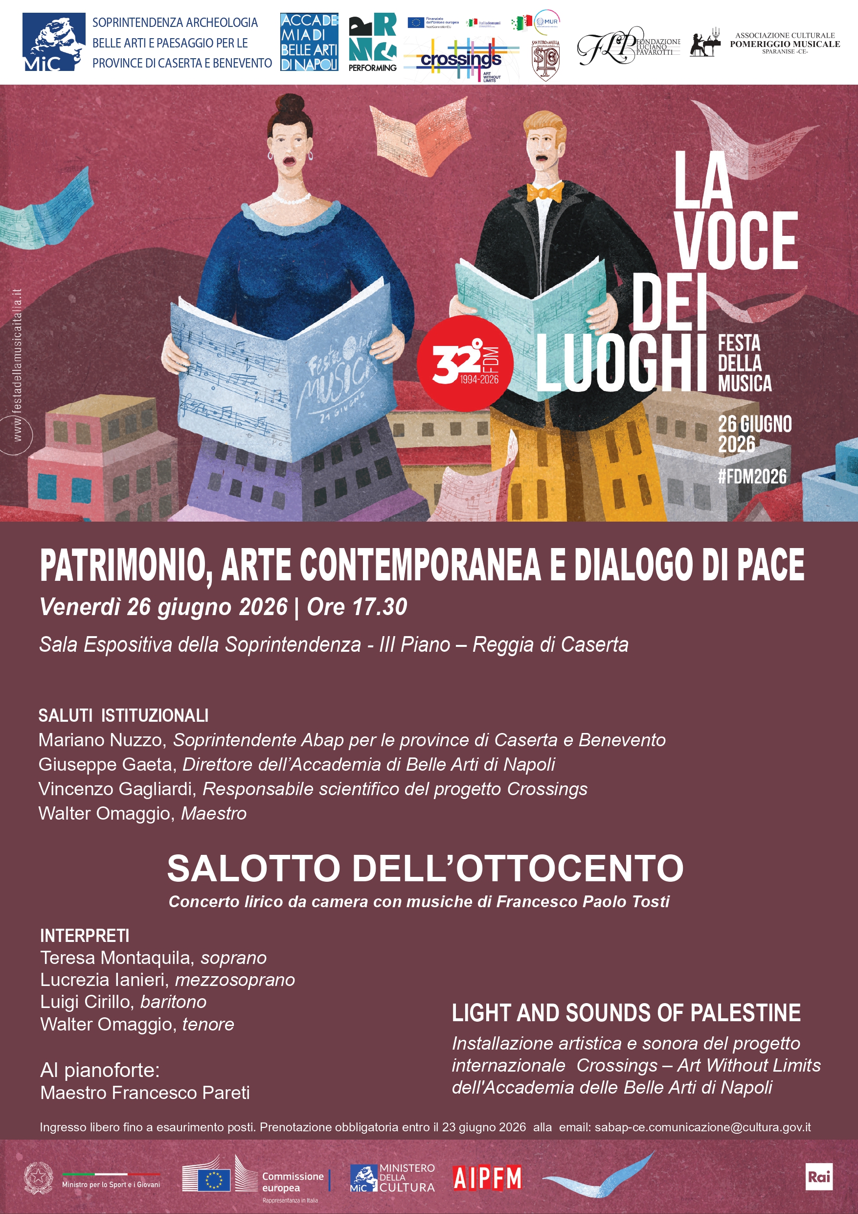 Alla Soprintendenza Abap di Caserta e Benevento la Festa della Musica diventa incontro tra patrimonio, arte contemporanea e dialogo di pace